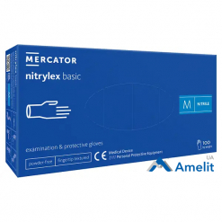 Рукавички нітрилові Nitrylex PF Protect Basic «M» сині (Mercator Medical), 50 пар/пак.